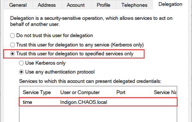 CHAOS\Cyclone configured for Constrained Delegation