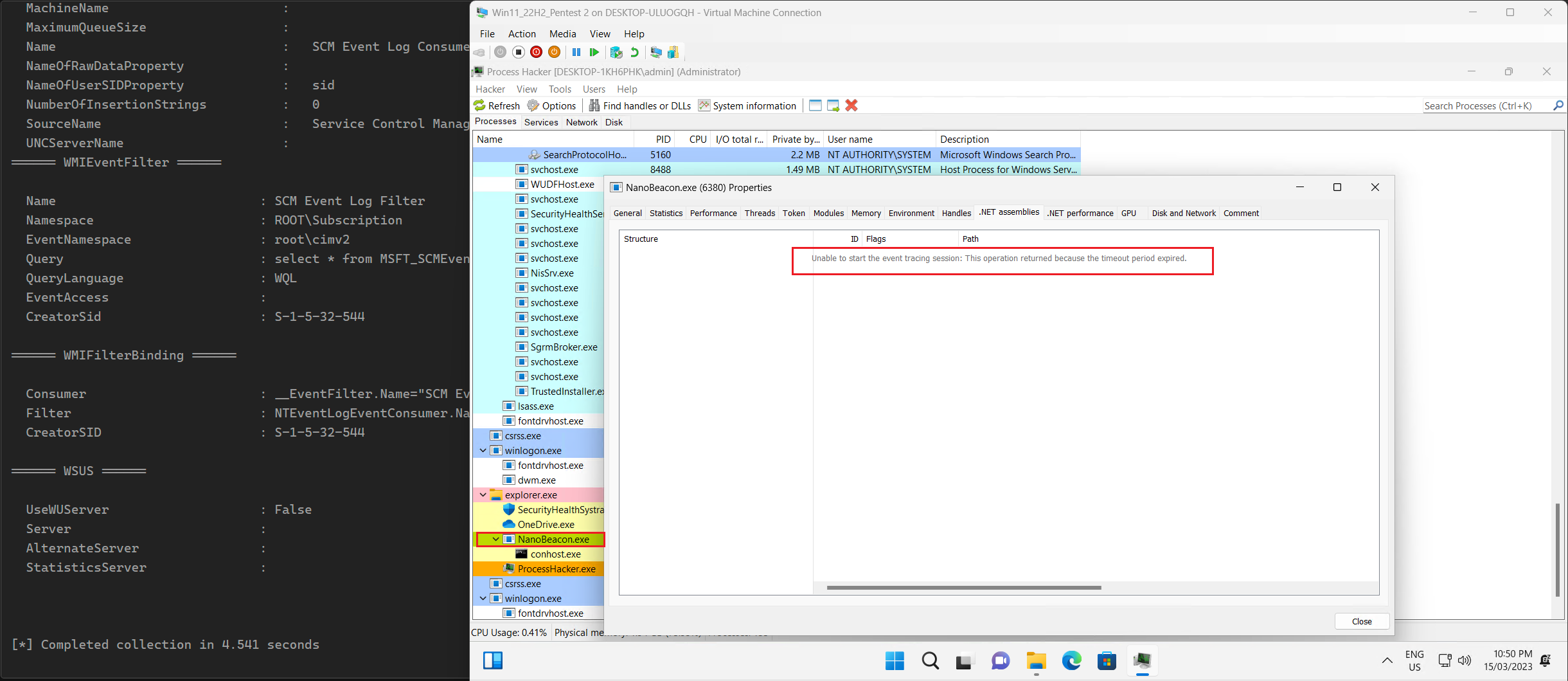 ProcessHacker shows nothing