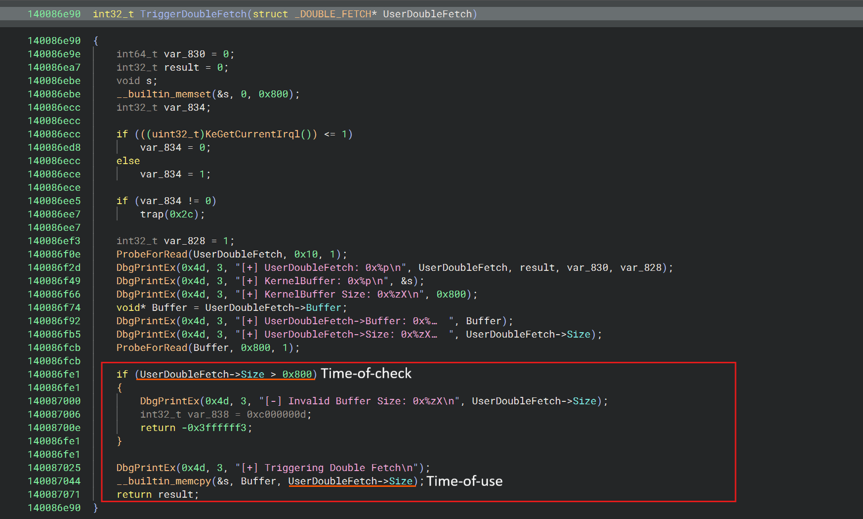 Disassembly in pseudo C
